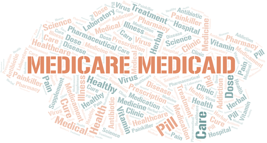 Illustration showing Medicare and Medicaid working together